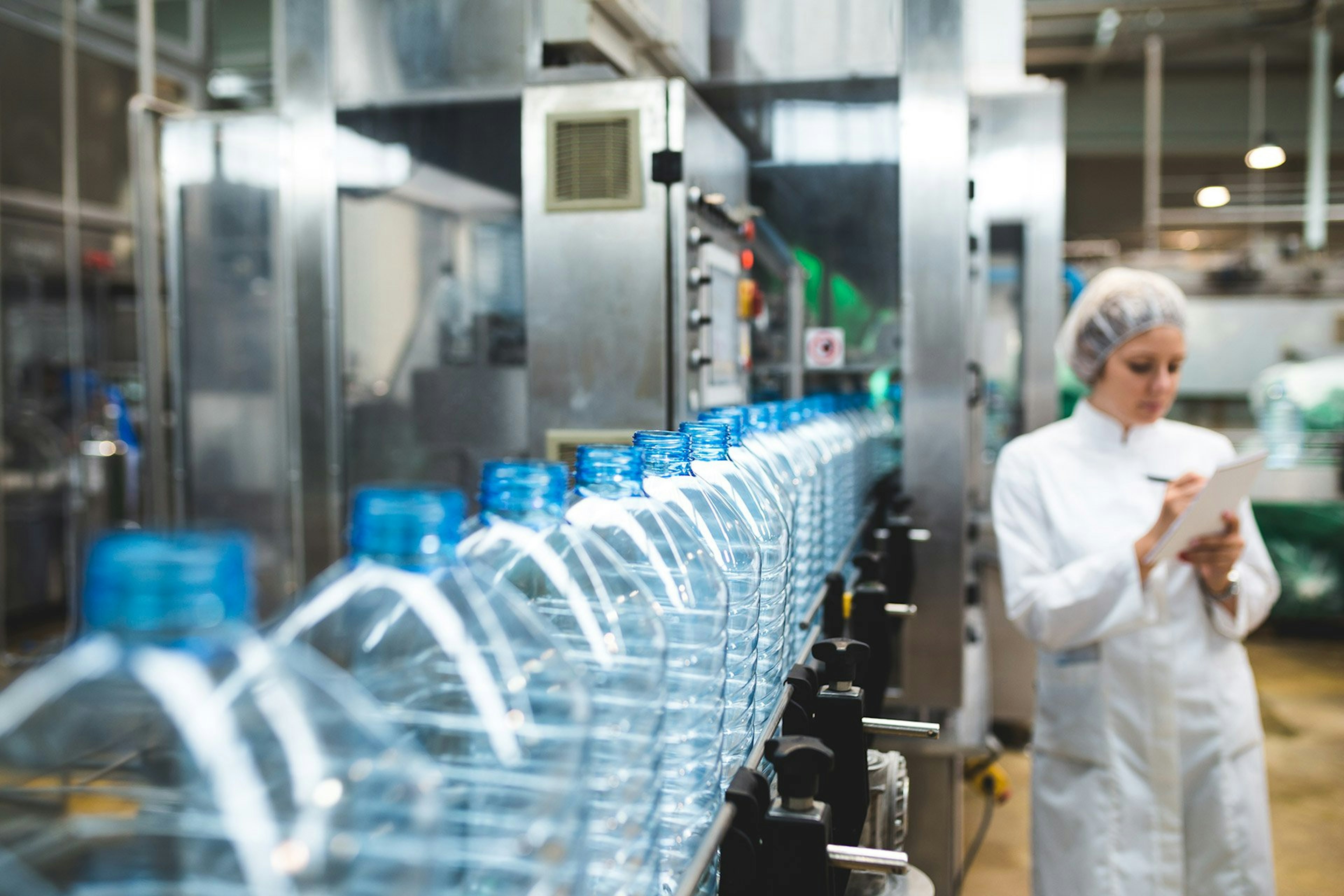 Inspecting bottling plant production line